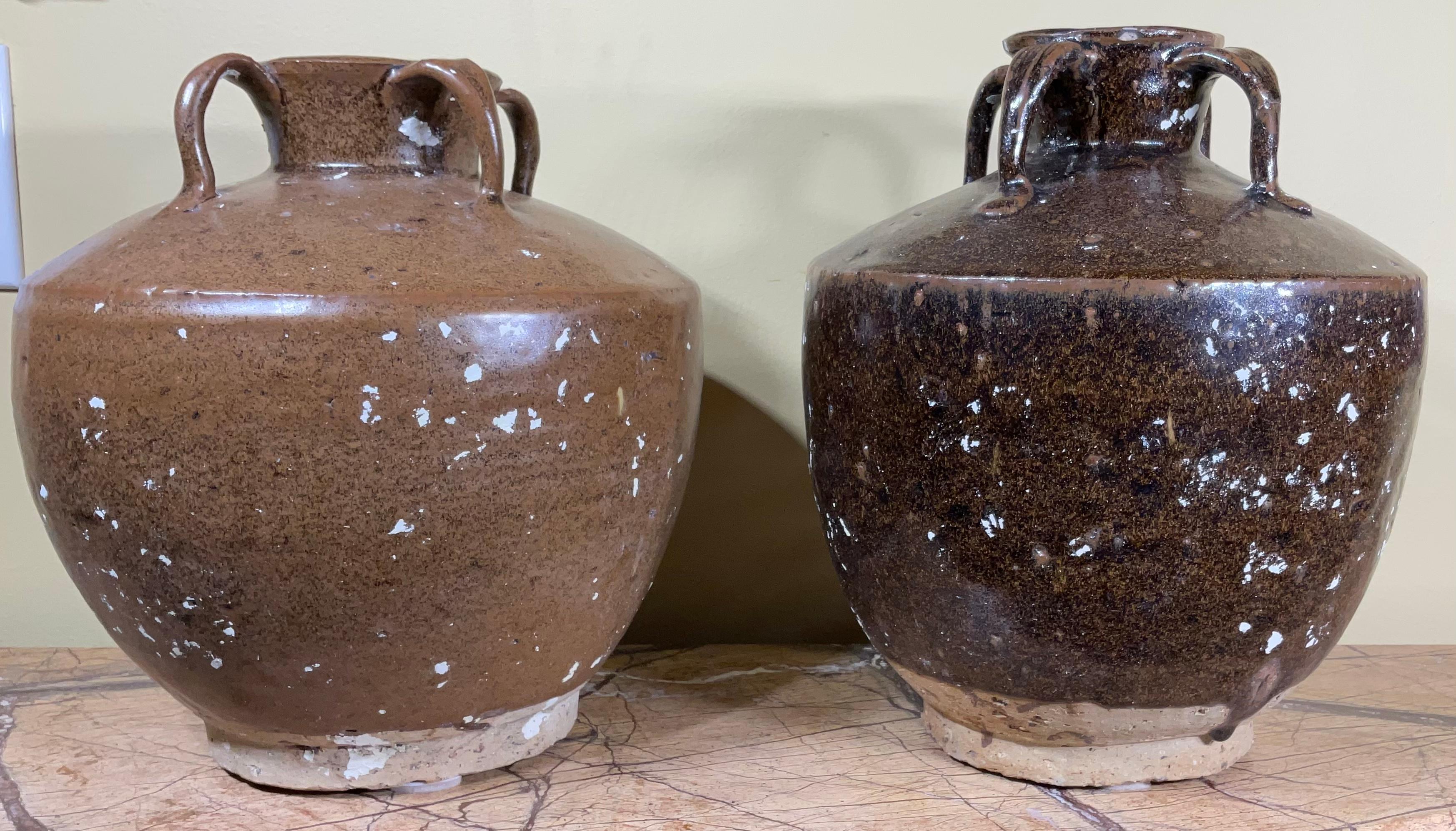 Pair of 19th Century Chinese Glazed Stoneware Jars In Good Condition In Delray Beach, FL