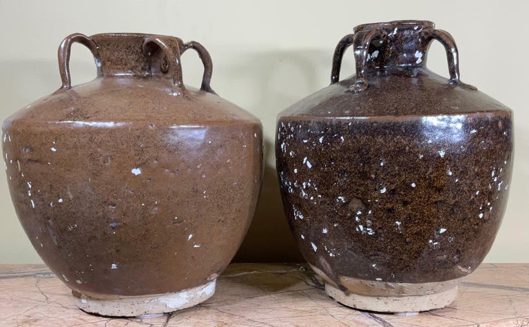 Pair of 19th Century Chinese Glazed Stoneware Jars For Sale 1
