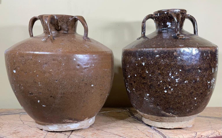 Pair of 19th Century Chinese Glazed Stoneware Jars For Sale 2