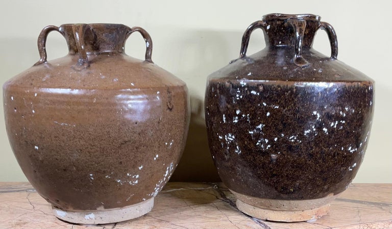 Pair of 19th Century Chinese Glazed Stoneware Jars For Sale 3