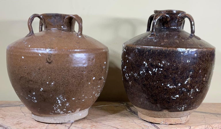 Pair of 19th Century Chinese Glazed Stoneware Jars For Sale 4