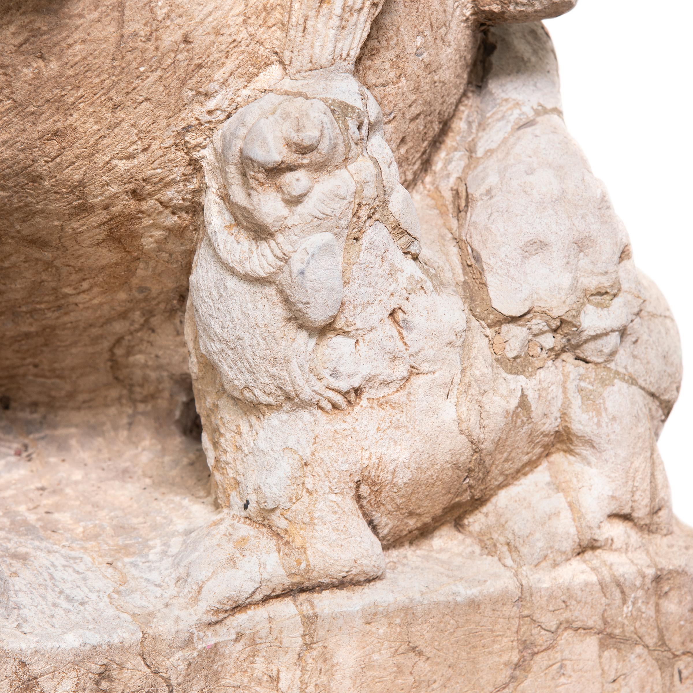 Pair of 19th Century Chinese Guardian Lion Dogs with Cubs 1