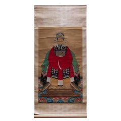 Pair of 19th Century Chinese Hand Painted Empress & Emperor Scrolls
