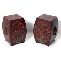 Pair of 19th Century Chinese Lacquered Garden Stools or End Tables