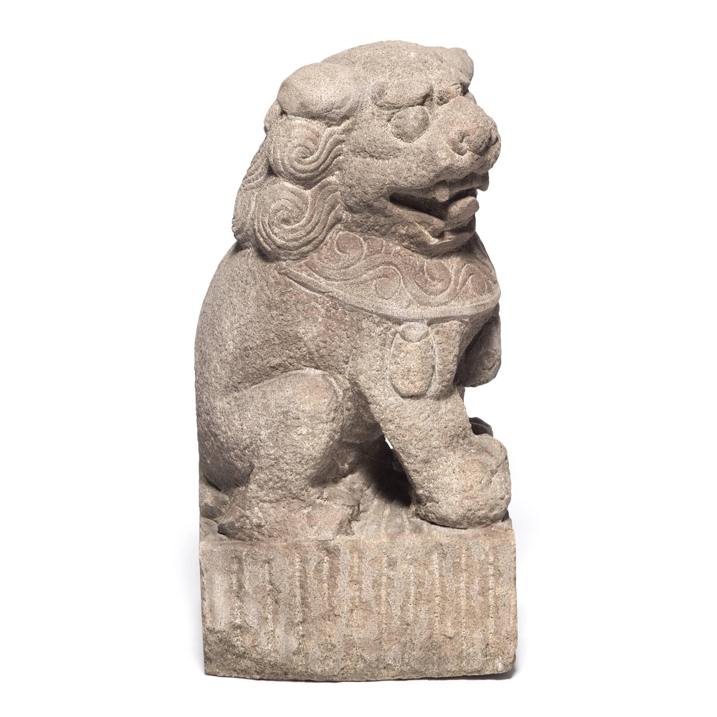 Pair of Chinese Stone Fu Dog Protectors, c. 1850 5