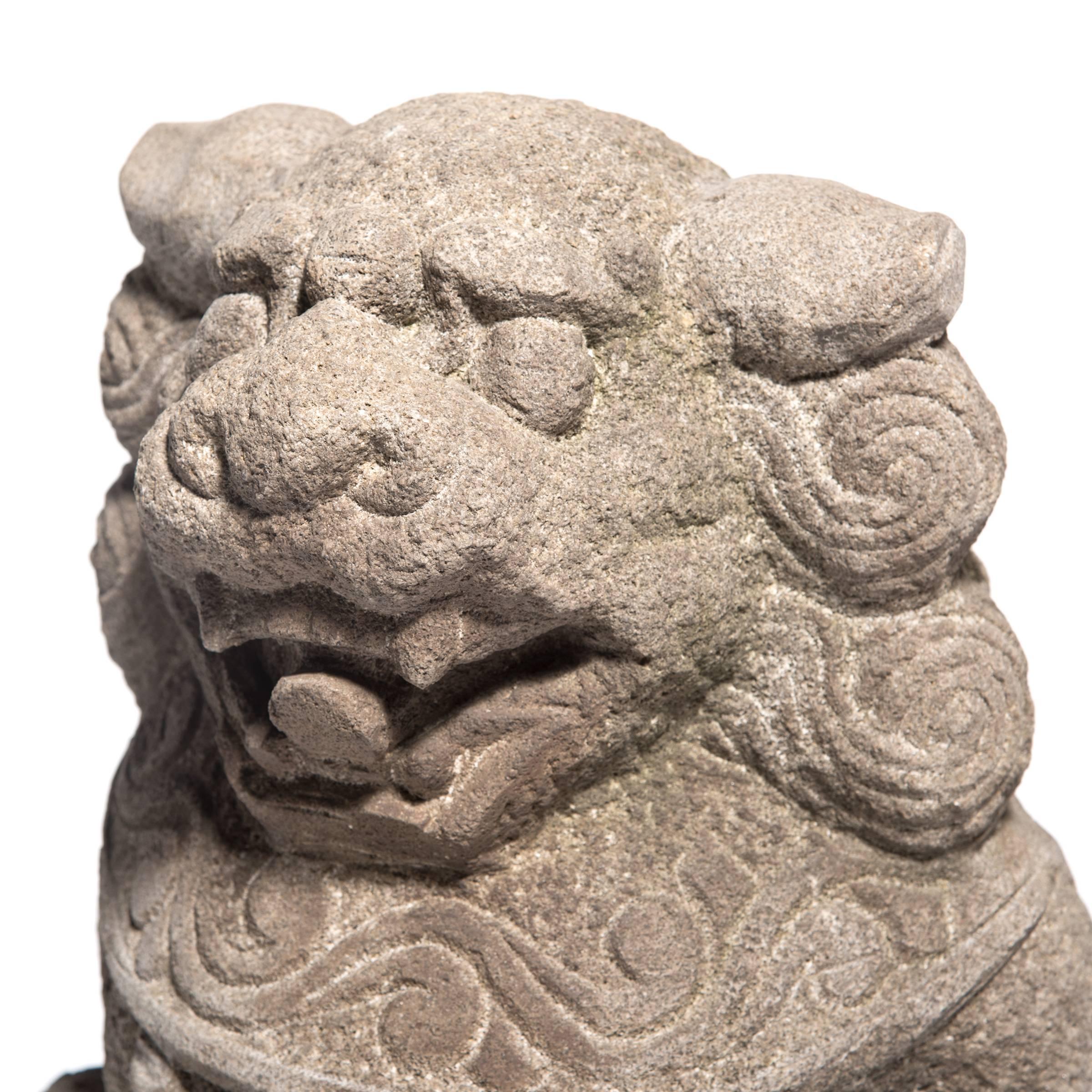 Pair of Chinese Stone Fu Dog Protectors, c. 1850 7