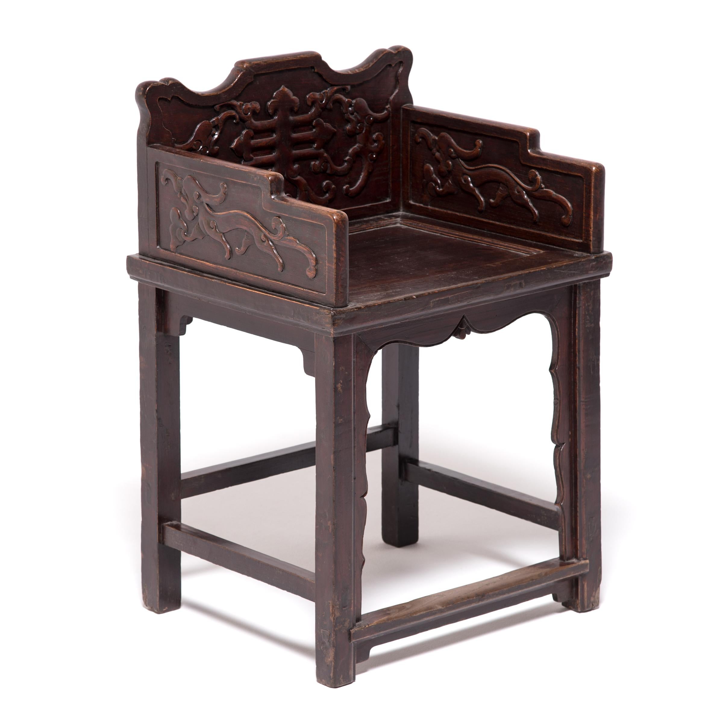 Paar chinesische Sessel mit niedriger Rückenlehne, um 1850 im Angebot 4