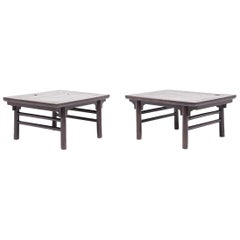 Antique Pair of Chinese Low Inset Leg Tables, c. 1850