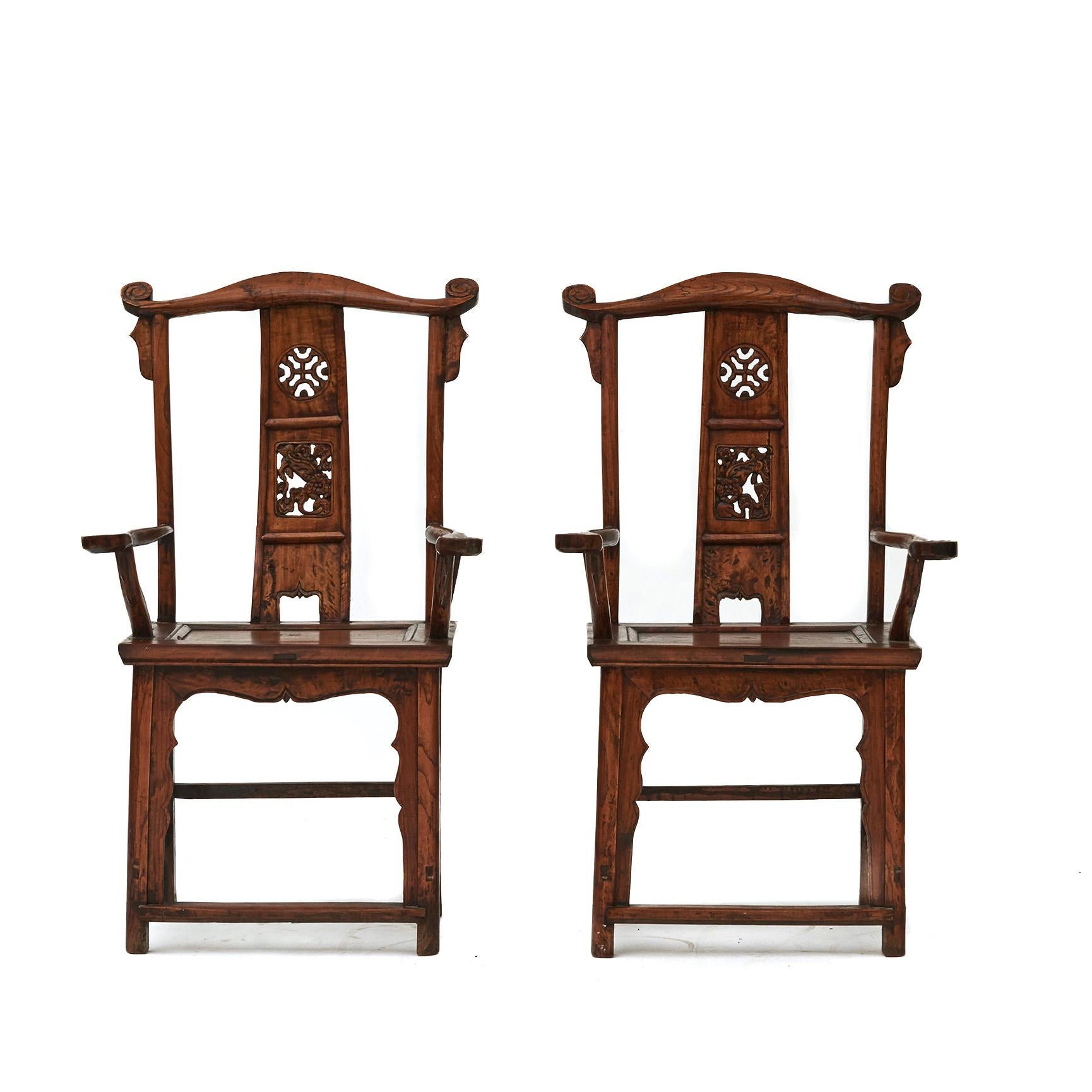 Pair of 19th Century Chinese Official's Hat Chairs 9