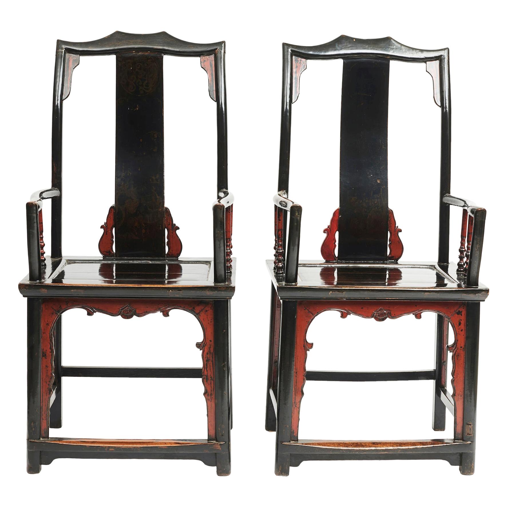 Pair of 19th Century Chinese Official's Hat Chairs For Sale