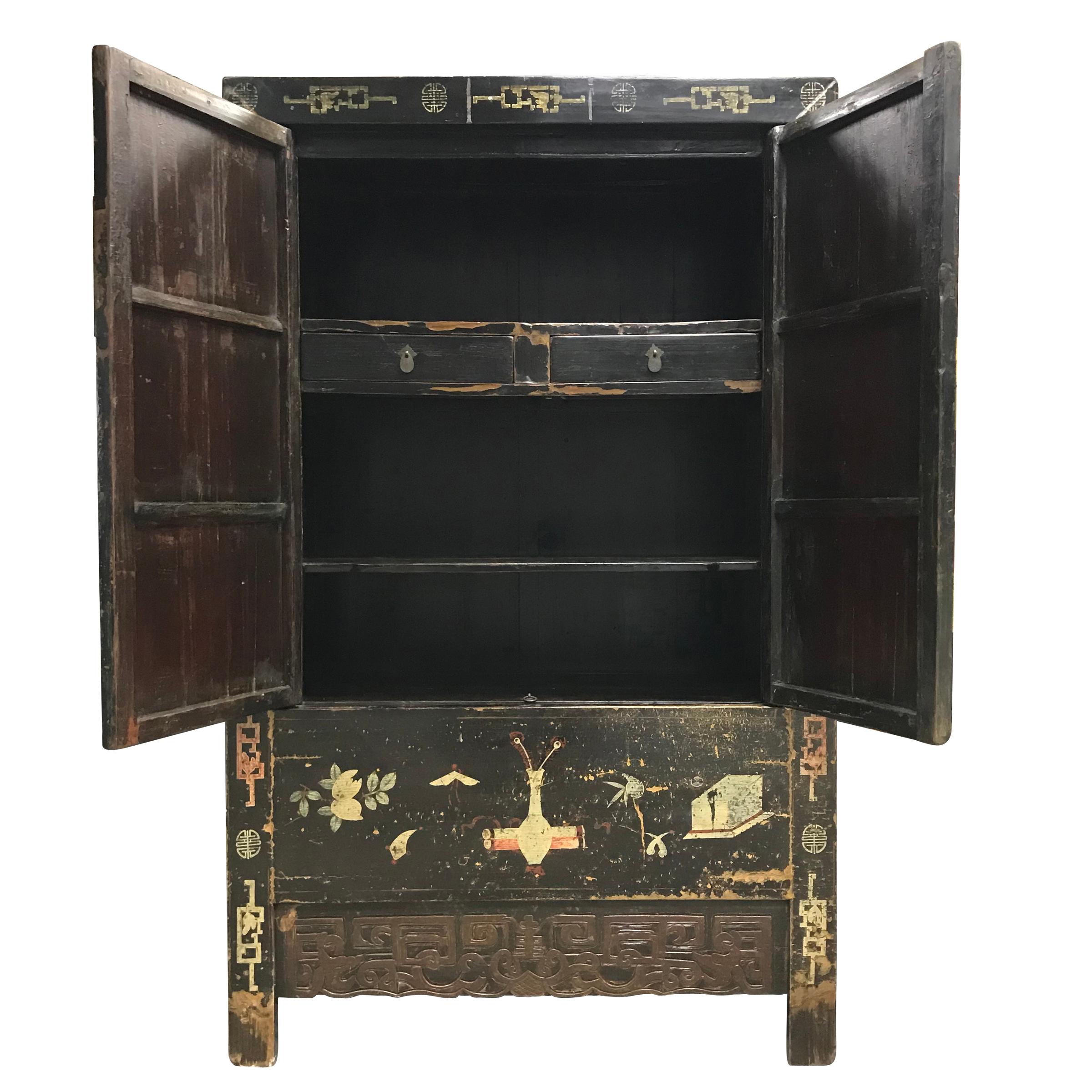 Pair of 19th Century Chinese Painted Cabinets 1