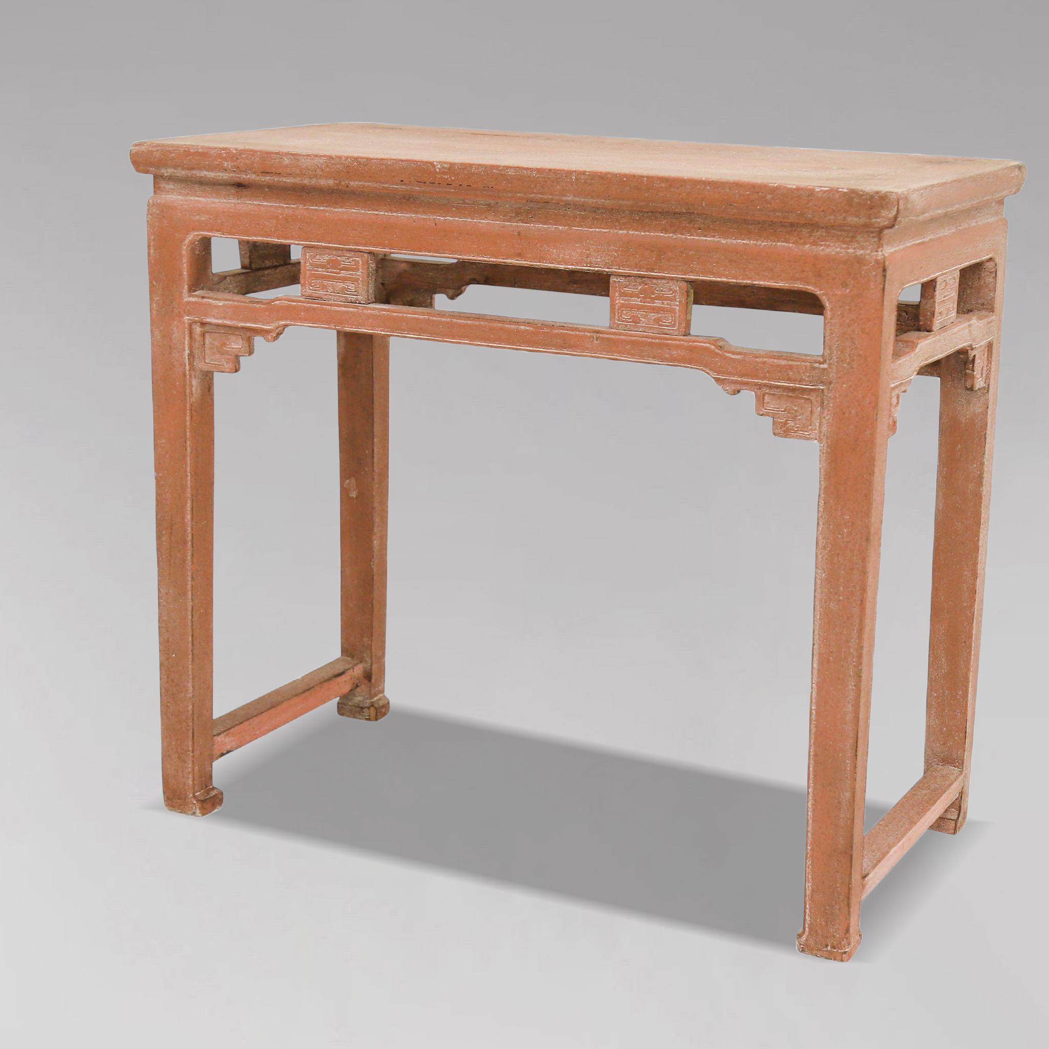 Pair of 19th Century Chinese Painted Console Tables In Good Condition For Sale In Petworth,West Sussex, GB