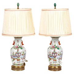 Pair of 19th Century Chinese Porcelain Vases Converted to Table Lamps