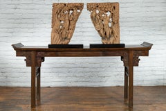 Pair of 19th Century Chinese Qing Dynasty Hand-Carved Wooden Temple Corbels