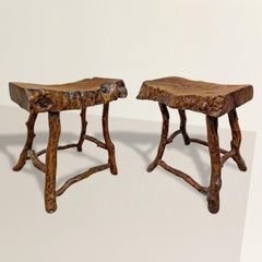 Pair of 19th Century Chinese Rootwood Stools