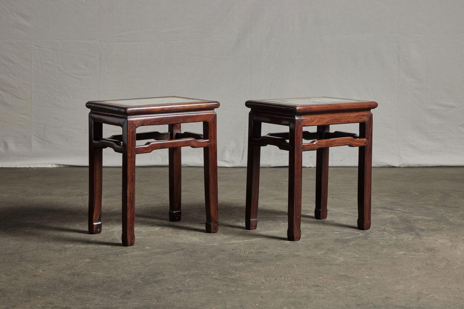 Wood Pair of 19th Century Chinese Rosewood Tea Tables