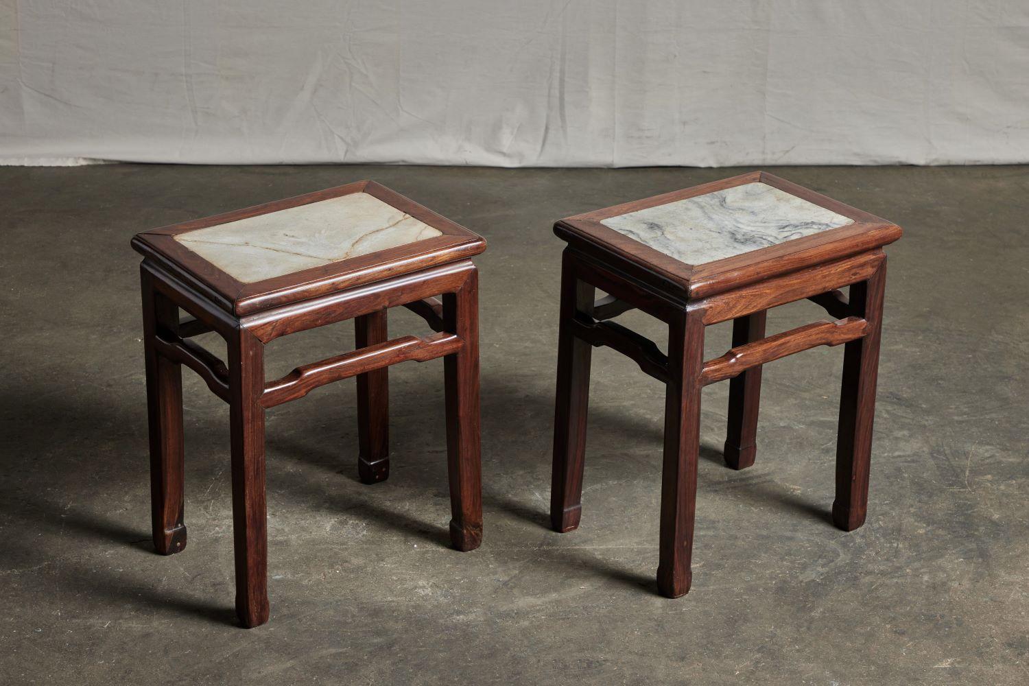 Pair of 19th Century Chinese Rosewood Tea Tables 1