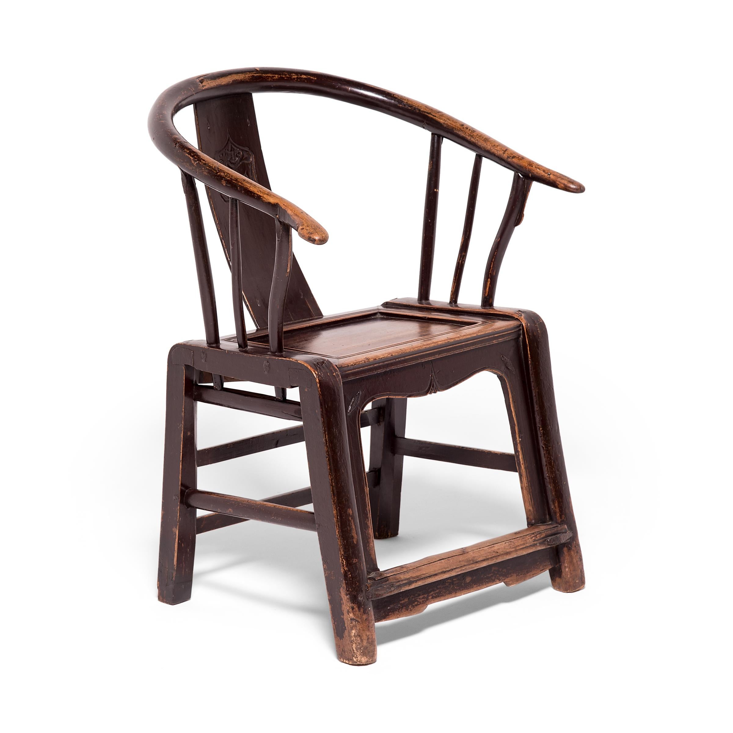 Elm Pair of 19th Century Chinese Roundback Chairs