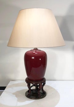 Pair of 19th Century Chinese Sang De Boeuf Porcelain Lamps