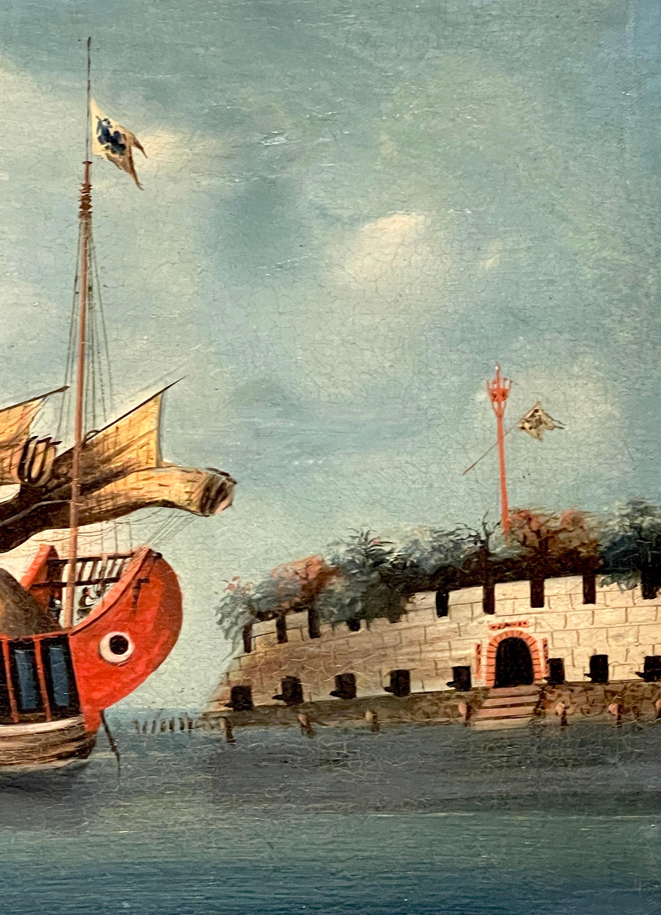 Pair of 19th Century Chinese School Maritime Paintings In Good Condition In West Palm Beach, FL