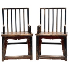 Pair of 19th Century Chinese Spindle Back Armchairs