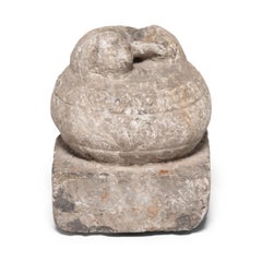 Pair of 19th Century Chinese Stone Fu Dog Finials