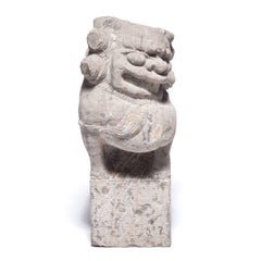 Pair of 19th Century Chinese Stone Fu Lion Guardians