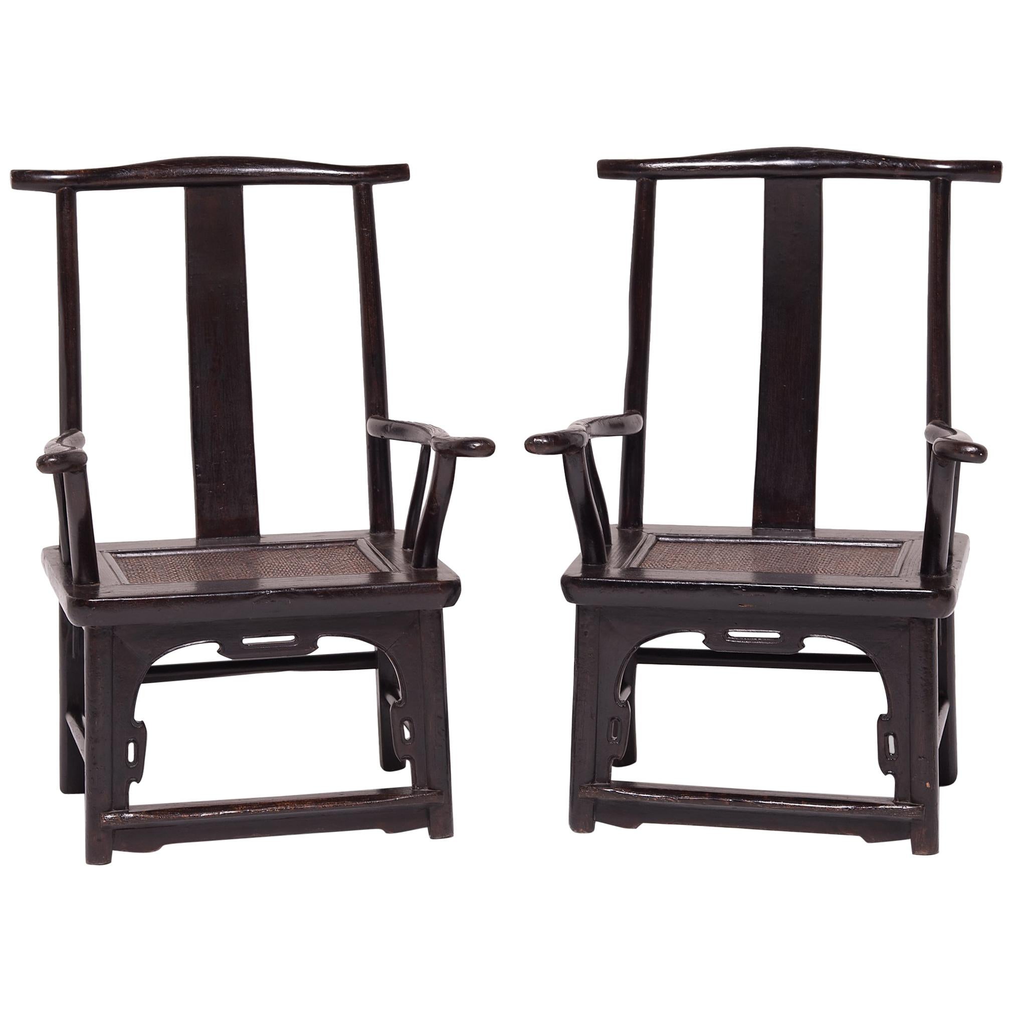 Pair of 19th Century Chinese Tall Back Porch Chairs