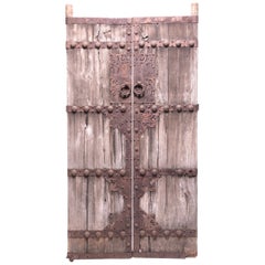 Antique Pair of 19th Century Chinese Weathered Courtyard Doors