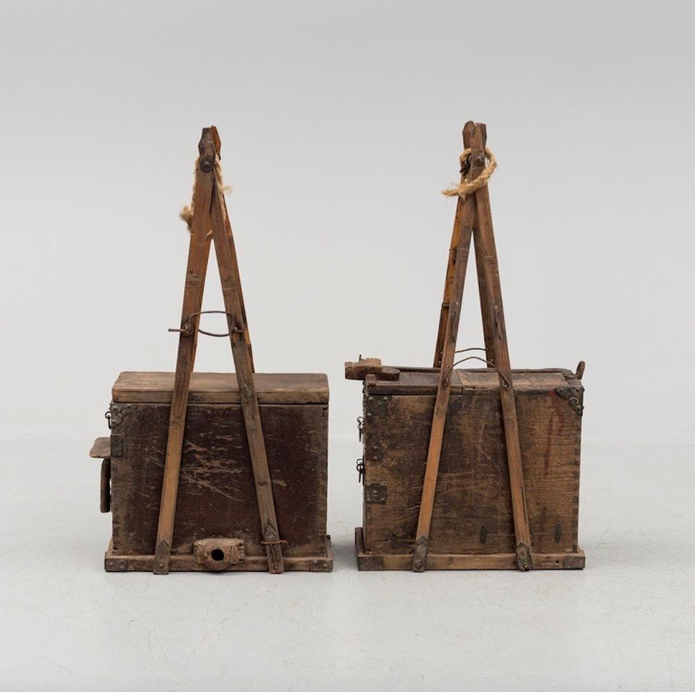 Qing Pair of 19th Century Chinese Wooden Boxes