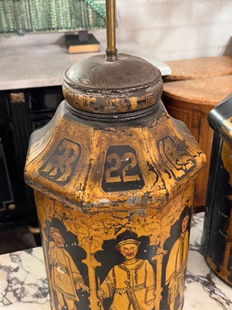 Coppia di lampade da tè Can del XIX secolo in stile cineseria In condizioni buone in vendita a Dallas, TX