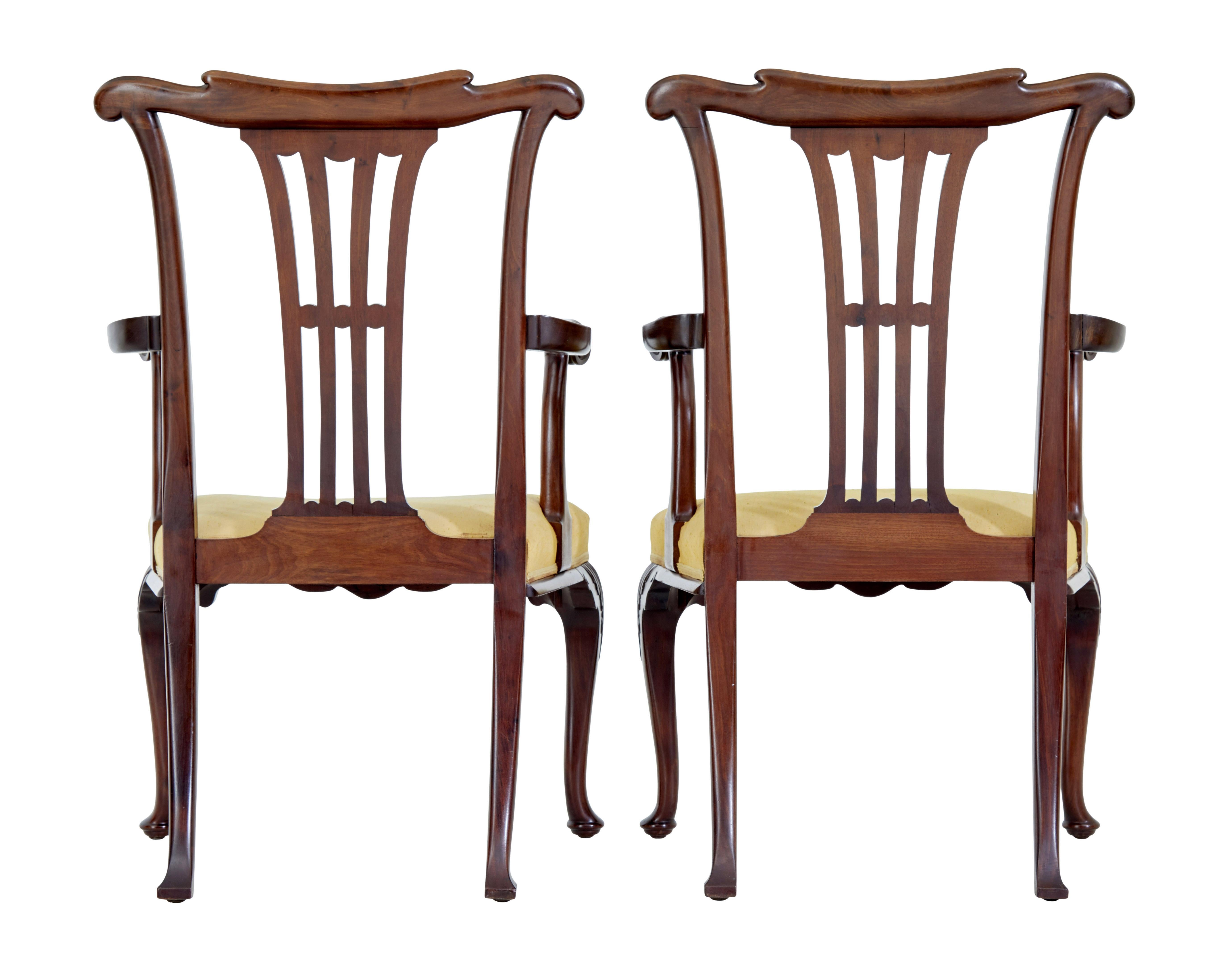 Mahogany Pair of 19th century chippendale design mahogany armchairs For Sale