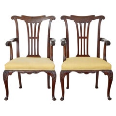 Pair of 19th century Chippendale design mahogany armchairs