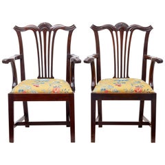 Pair of 19th Century Chippendale Revival Mahogany Armchairs