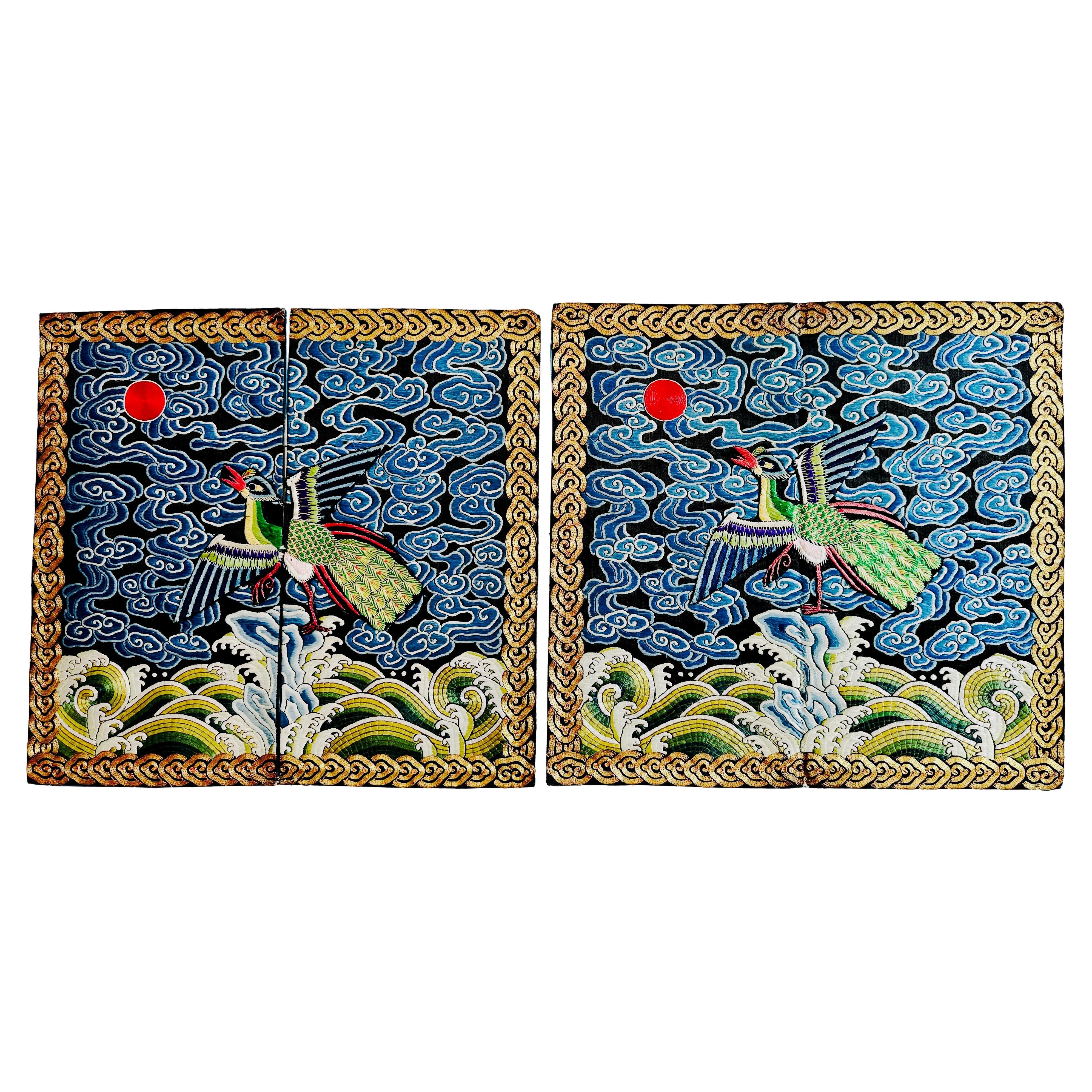 Pair of 19th Century Civil Rank Badges with Peacocks (Third Rank)