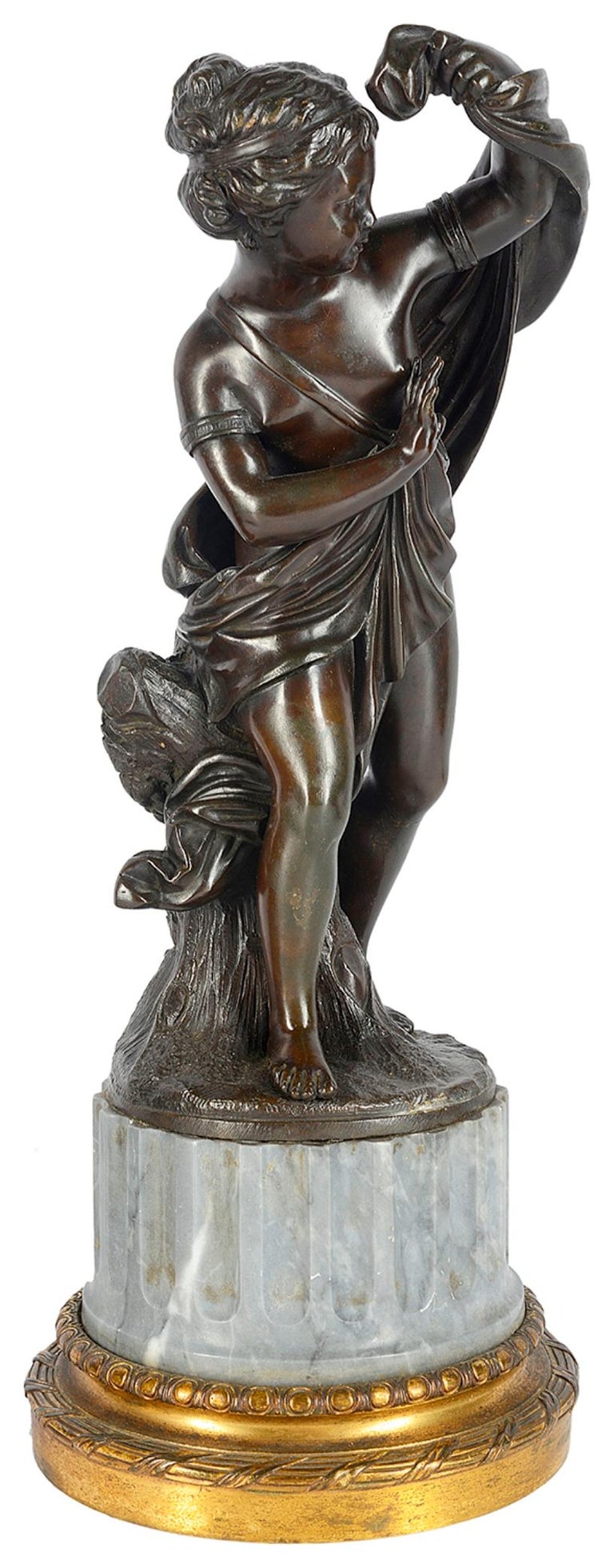 Pair of 19th Century Classical Bronze Statues For Sale 3