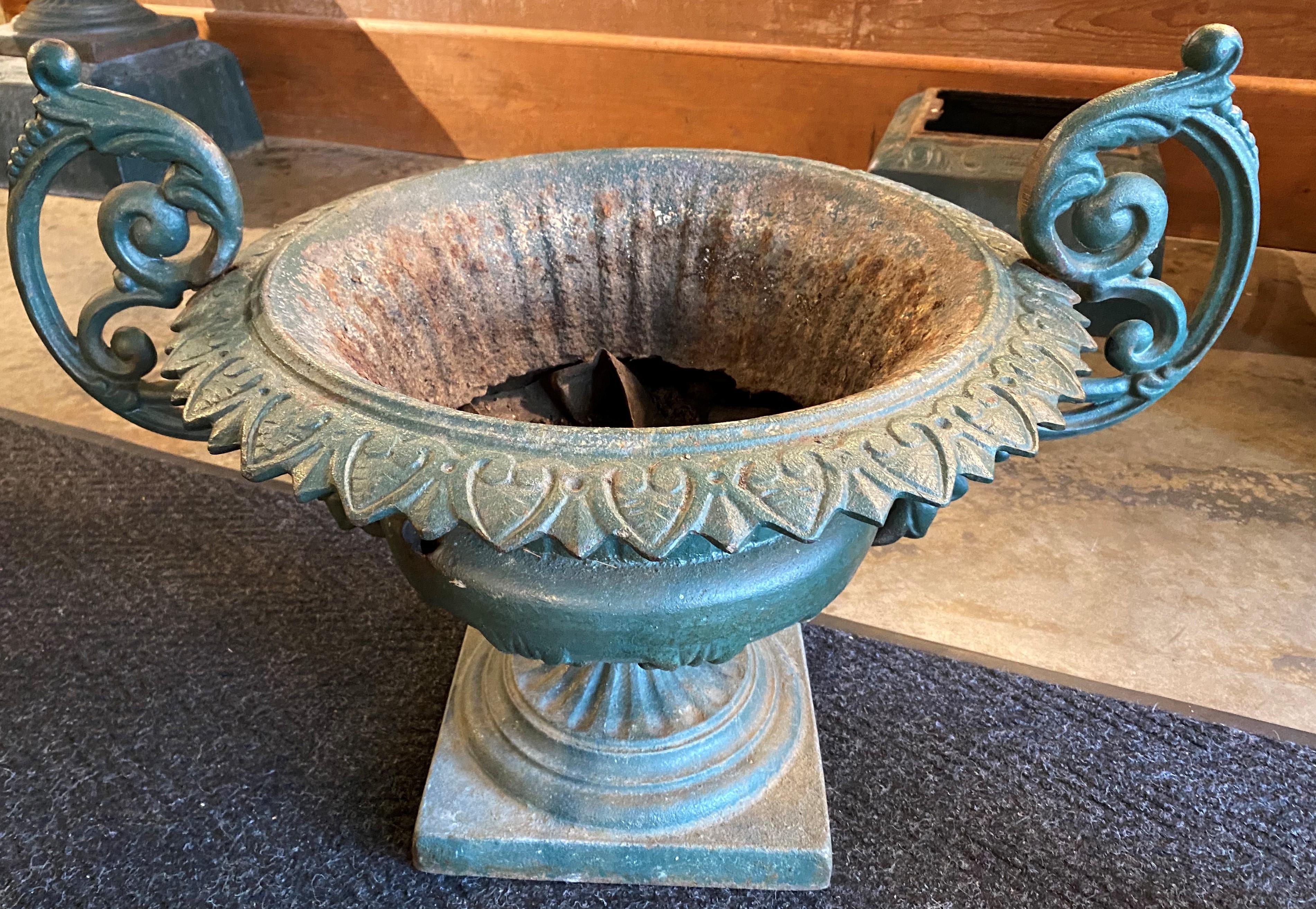 Pair of 19th Century Classical Form Cast Iron Urns by Kramer Bros Foundry 5