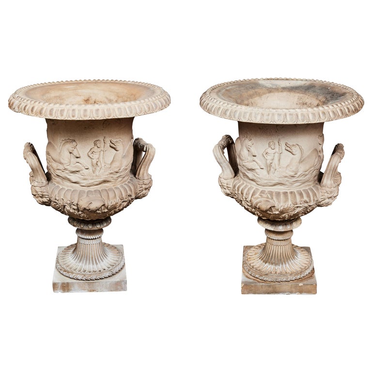 Pair of 19th Century, Classical Style Urns For Sale