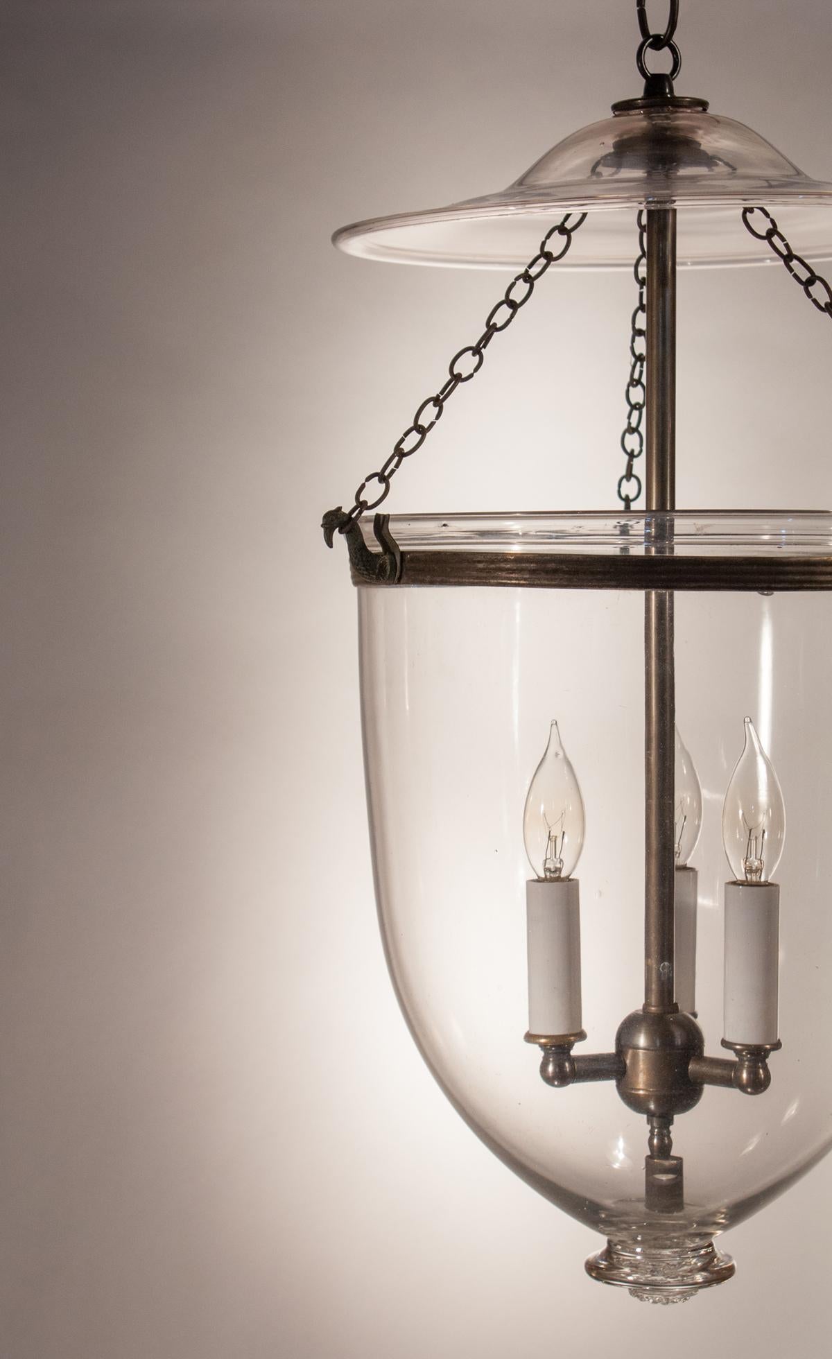 19th Century Pair of Antique Clear Glass Bell Jar Lanterns