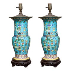 Pair of 19th Century Cloisonné Lamps