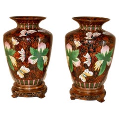 Pair of 19th Century Cloisonné Vases Pair of 19th Century Cloisonné Vases