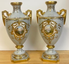 Pair of 19th Century Coalport Scenic Cabinet Vases