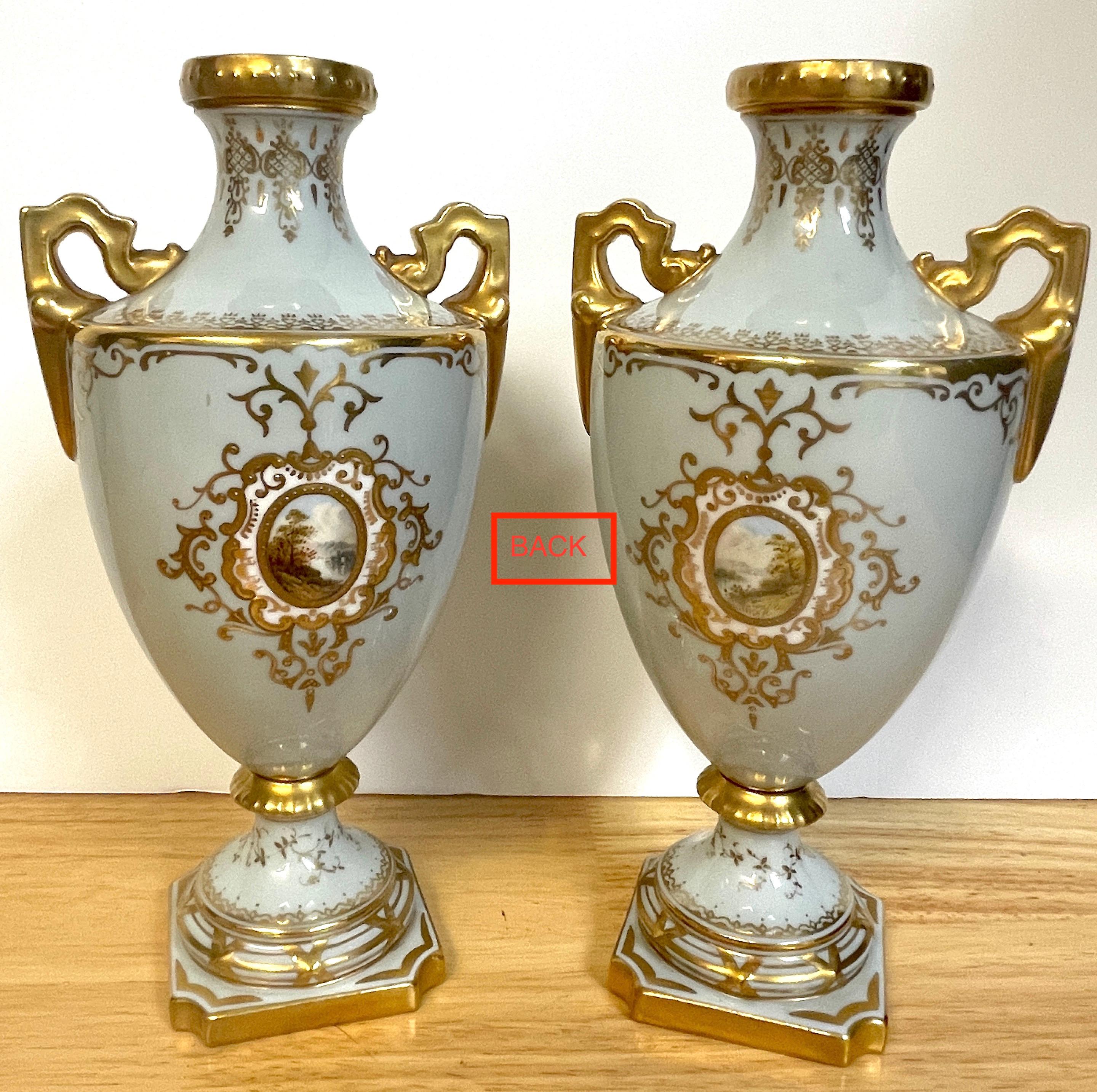 Pair of 19th Century Coalport Scenic Cabinet Vases In Good Condition For Sale In West Palm Beach, FL