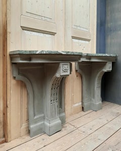 Pair of 19th Century Console Tables with Green Marble Top