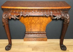 Pair of 19th Century English Regency Burl And Mahogany Console Tables