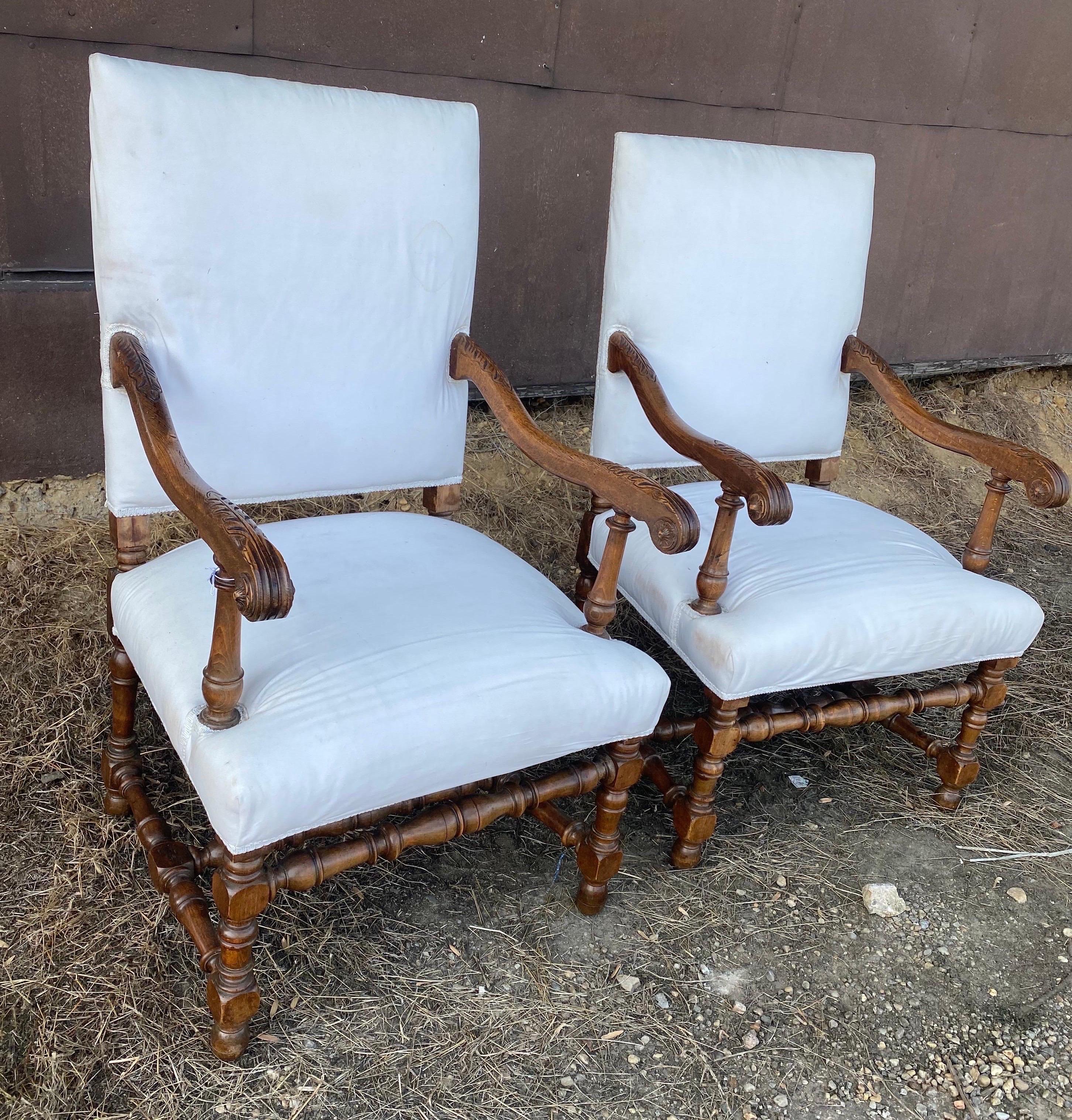 Pair of 19th century carved French armchairs.
