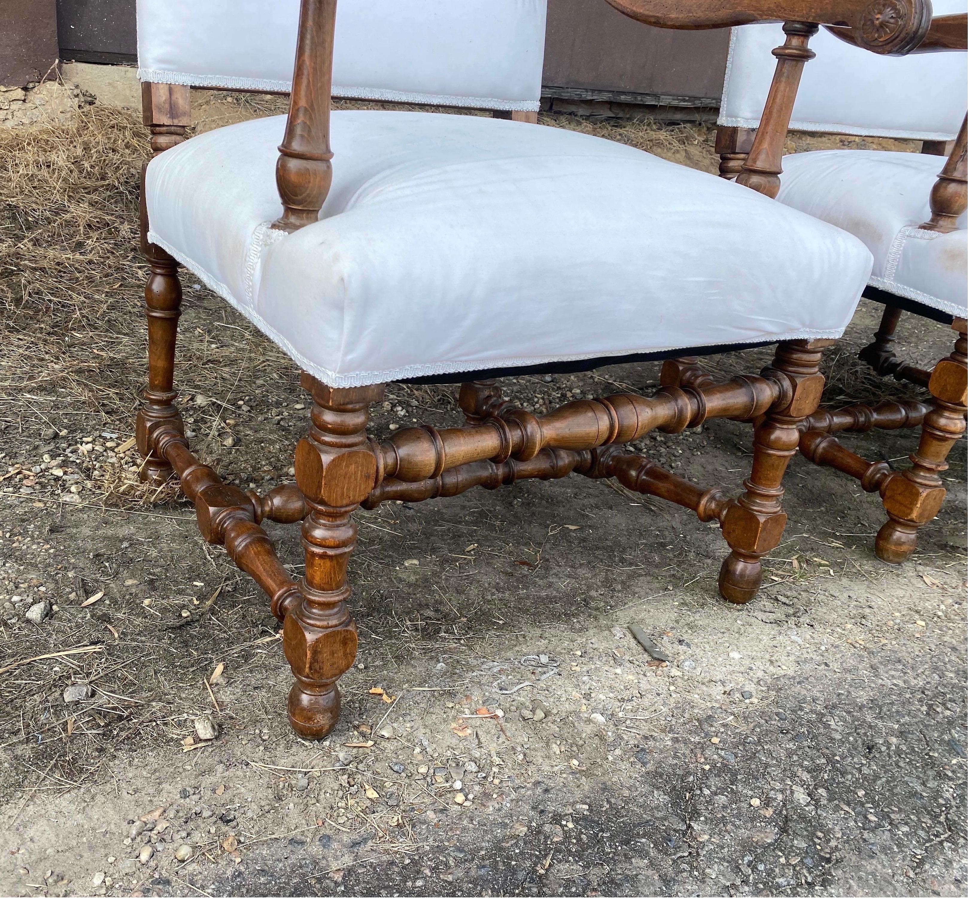 French Pair of 19th Century Continental Arm Chairs For Sale