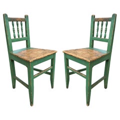 Antique Pair of 19th Century Continental Farm Chairs