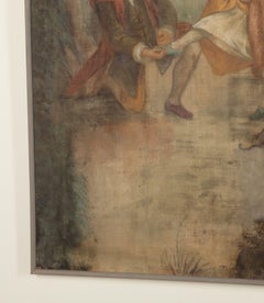 Pair of 19th Century Continental Painted Fabric Panels
