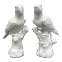 Pair of 19th Century Continental Porcelain Falcons